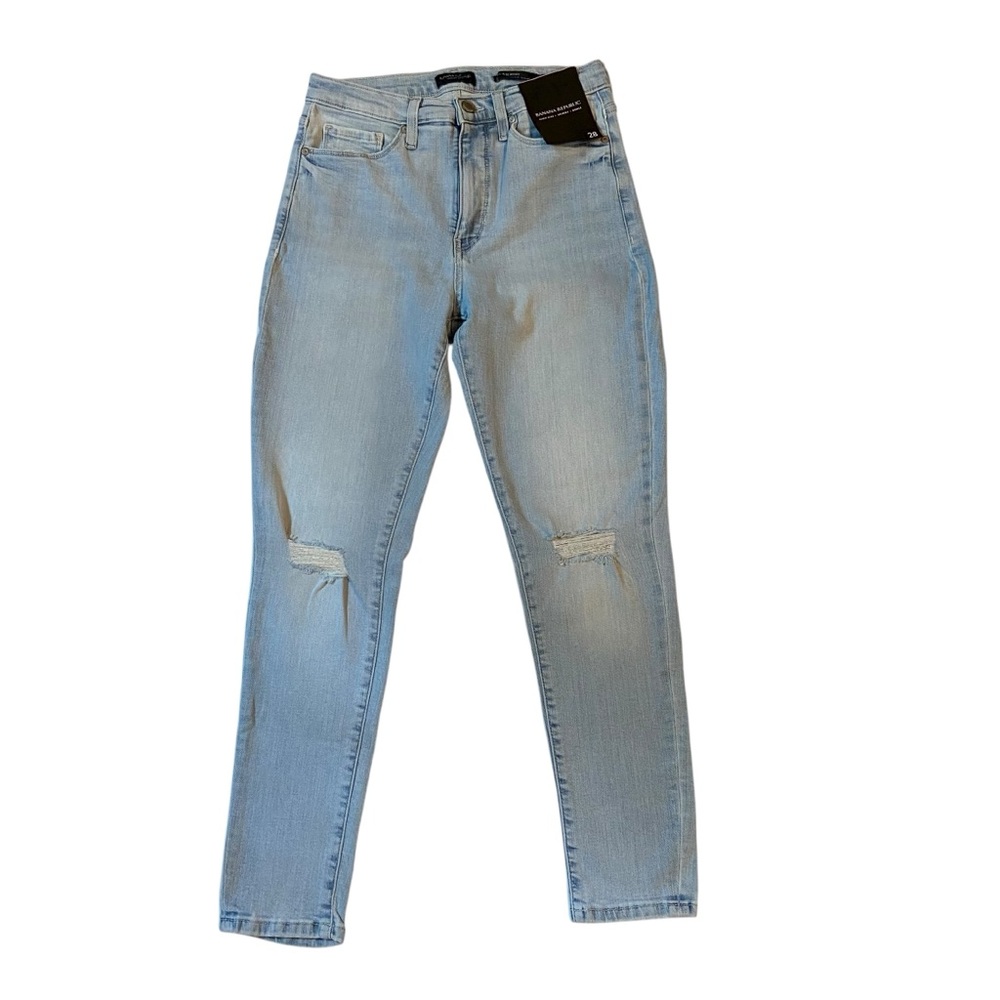 BANANA REPUBLIC High Rise Skinny Ankle Jeans Distressed NWT Blue Womens 28